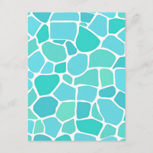 Postal Patrón de mosaico de vidrio de mar turquesa aqua