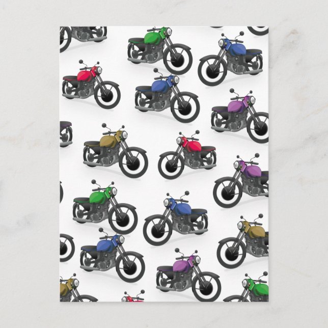 Postal Patrón de motocicleta multicolor (Anverso)