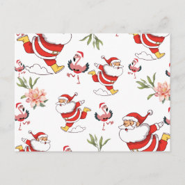 Postal Patrón de Navidad de Flamenco Tropical de Santa