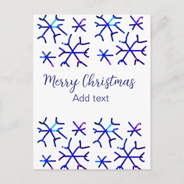 Postal Patrón de Navidades de copos de nieve brillantes m (Anverso)