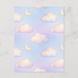 Postal Patrón de nubes en forma de media luna y nubes soñ