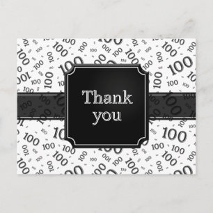 Postal Patrón de número 100 de agradecimiento negro/blanc