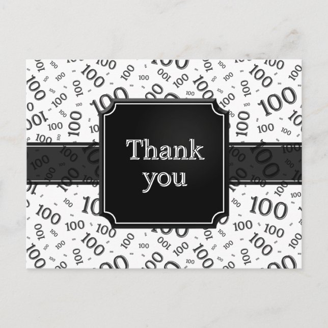 Postal Patrón de número 100 de agradecimiento negro/blanc (Anverso)