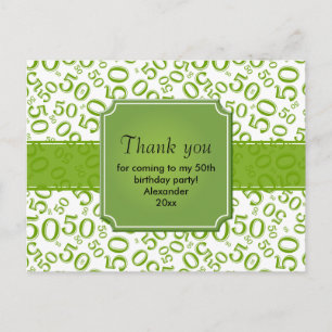 Postal Patrón de Número Aleatorio 50 Verde/Blanco Gracias