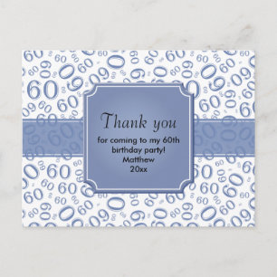 Postal Patrón de Número Aleatorio 60 Gracias Azul Turques
