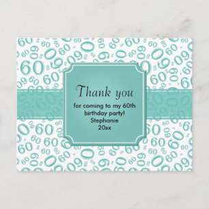 Postal Patrón de Número Aleatorio 60 Gracias Azul Turques