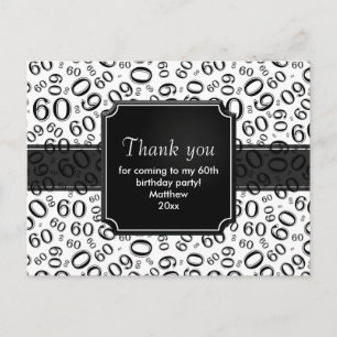 Postal Patrón de Número Aleatorio 60 Negro/Blanco Gracias