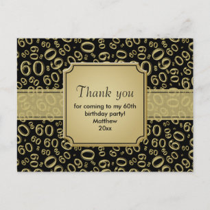 Postal Patrón de Número Aleatorio 60 Negro/Oro Gracias