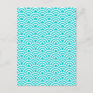Postal Patrón de ola japonés azul Aqua