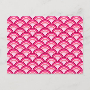 Postal Patrón de olas Art Deco - fucsia y coral