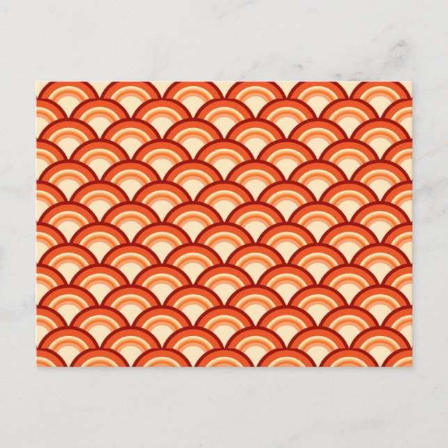Postal Patrón de onda Art Deco - naranja de mandarina (Anverso)