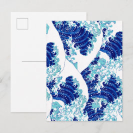 Postal patrón de onda azul japonés por Watanabe Seitei