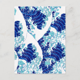 Postal patrón de onda azul japonés por Watanabe Seitei
