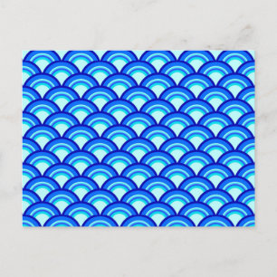 Postal Patrón de ondas Art Deco - cobalto y azul celeste
