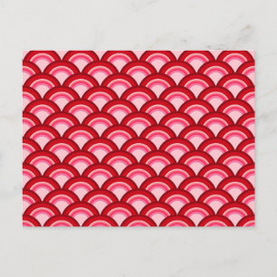 Postal Patrón de ondas Art Deco - rojo y fucsia