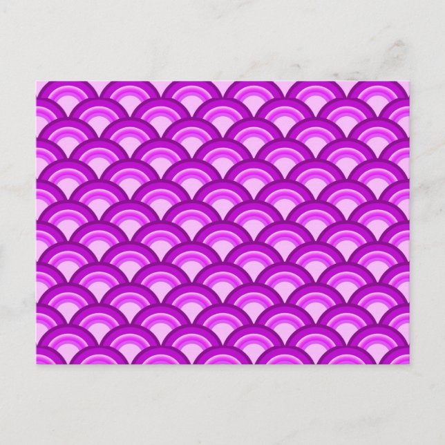 Postal Patrón de ondas Art Deco - violeta y orquídea (Anverso)