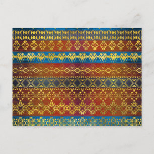 Postal Patrón de oro del Boho étnico sobre la textura pin