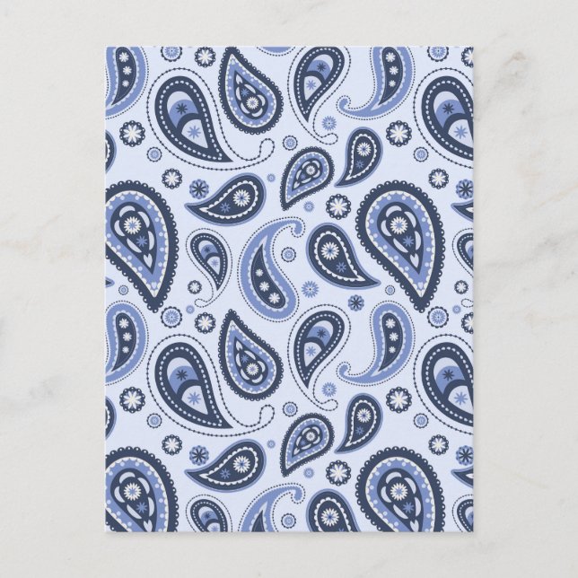 Postal Patrón de paisley azul (Anverso)