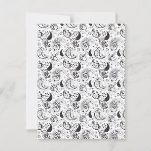 Postal Patrón de paisley blanco y negro - Arte textil ele