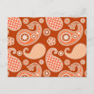 Postal Patrón de paisley, Naranja mandarín y blanco