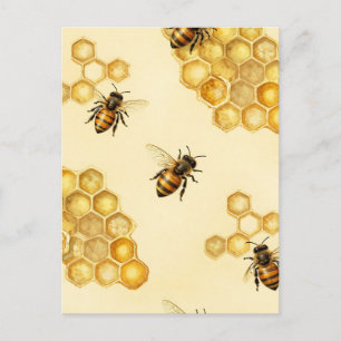 Postal Patrón de panal de abeja de acuarela