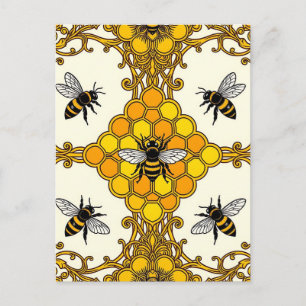 Postal Patrón de panal de abeja dorada