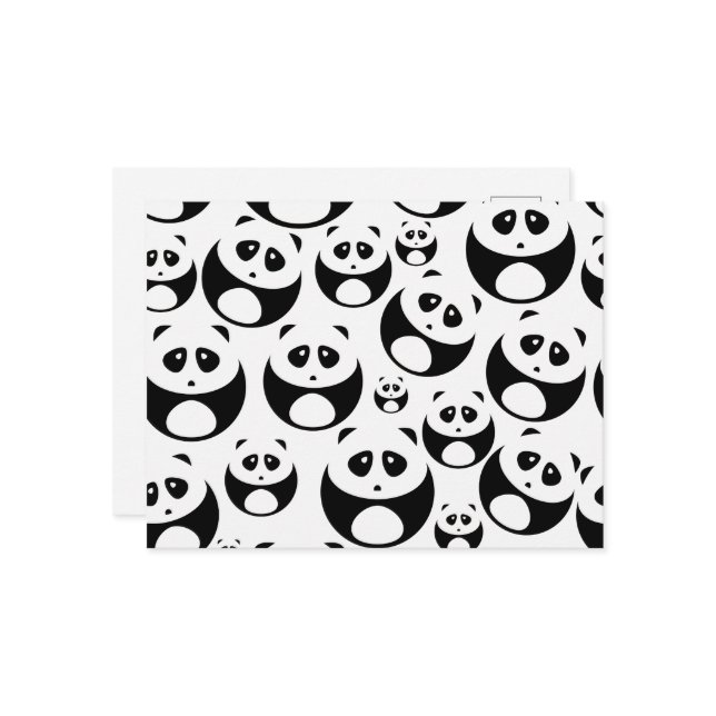 Postal Patrón de Panda blanco y negro de Kawaii (Anverso/Reverso In Situ)