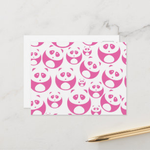Postal Patrón de Panda Blanco y Rosa para el bebé Kawaii