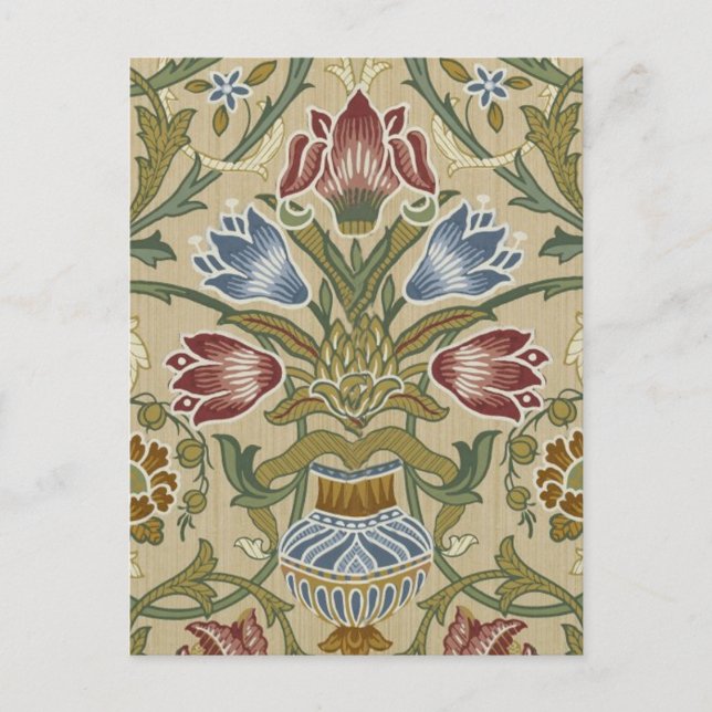 Postal Patrón de Papel Pintado Floral Brocado de William  (Anverso)