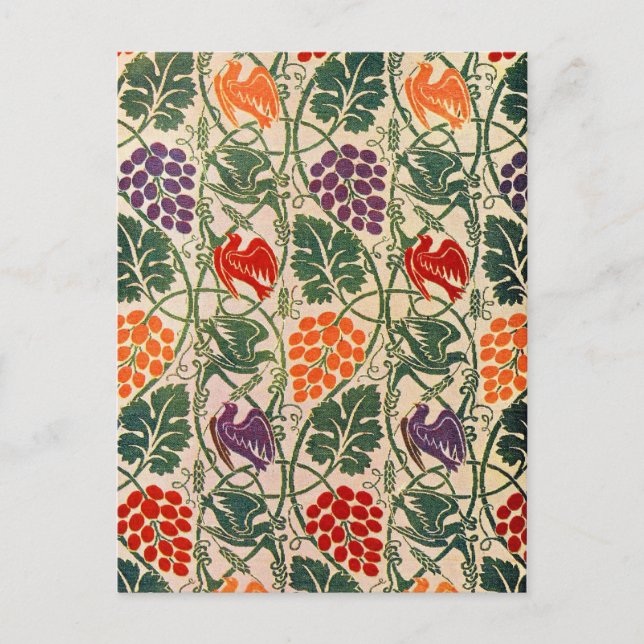 Postal Patrón de papel tapiz de uva y vid (Anverso)