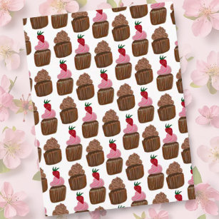 Postal Patrón de pastelitos de chocolate Feliz cumpleaños
