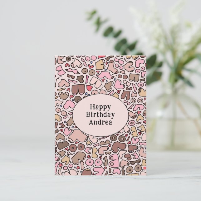 Postal Patrón de pecho neutro para el humor de los nombre (Anverso de pie)