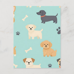 Postal Patrón de perritos adorables
