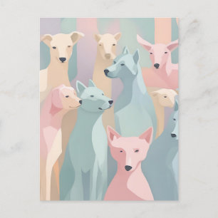 Postal Patrón de perro Colores Pastel Ilustracion Minimal