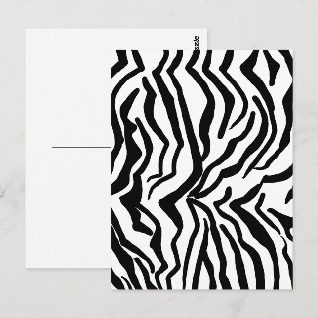Postal Patrón de piel de cebra negro y blanco (Anverso / Reverso)