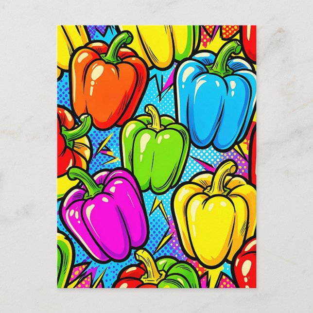 Postal Patrón de pimientos pop art (Anverso)