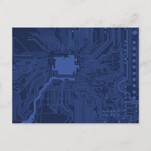 Postal Patrón de placa base Geek azul