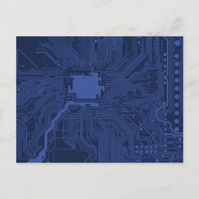 Postal Patrón de placa base Geek azul (Anverso)