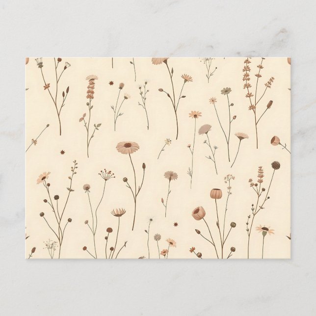 Postal Patrón de planta de pradera y flor silvestre sin c (Anverso)