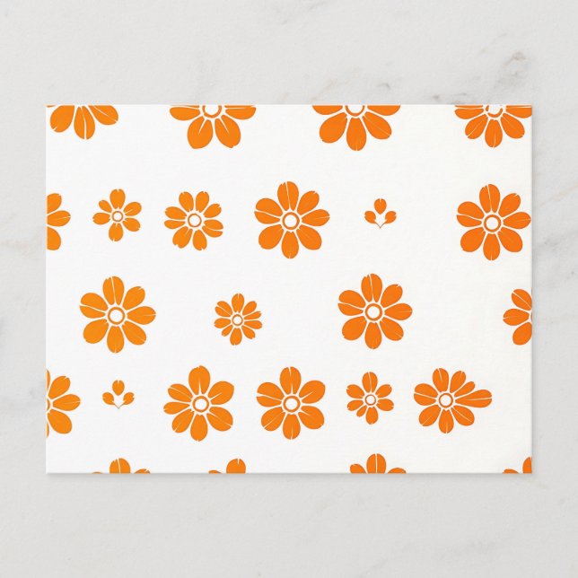 Postal Patrón de plantilla floral naranja sobre fondo bla (Anverso)