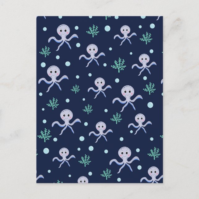 Postal Patrón de pulpo bajo el mar (Anverso)