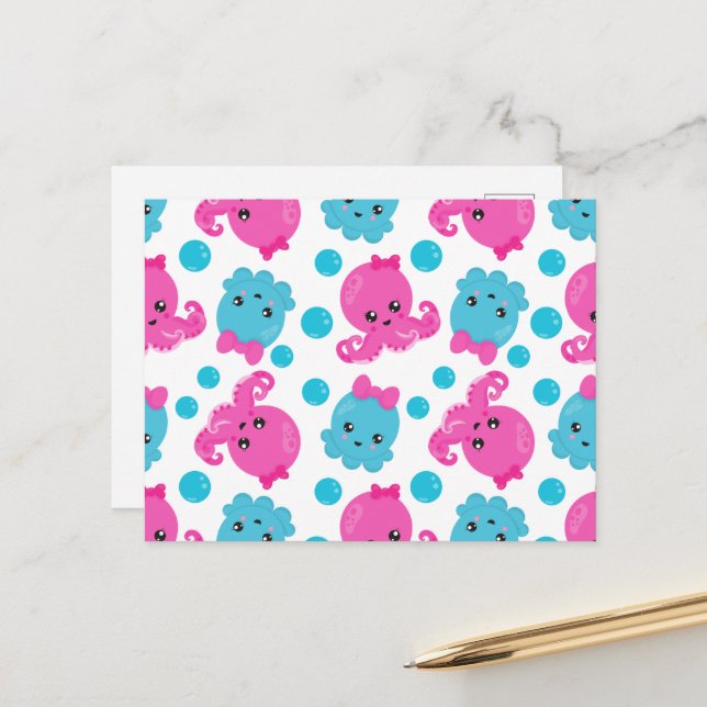 Postal Patrón de pulpo, pulpo tórrido, animales marinos (Anverso/Reverso In Situ)