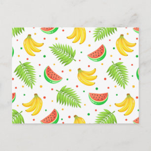 Postal Patrón de punto de polka de la fruta tropical