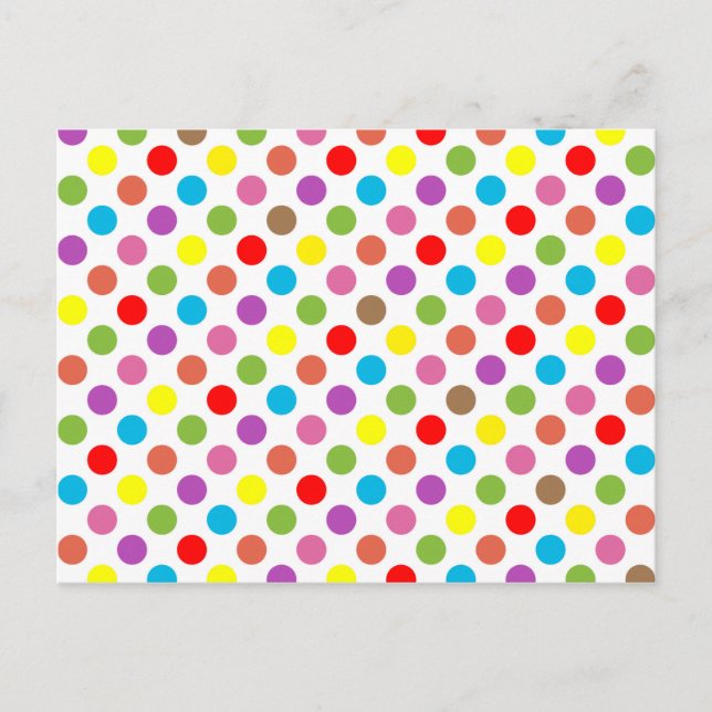 Postal Patrón de puntos de polka arcoiris coloridos (Anverso)
