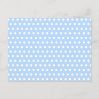 Postal Patrón de puntos de polka blanco y azul. Delicioso