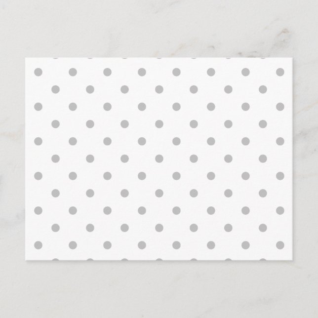 Postal Patrón de puntos de polka blanco y gris claro. (Anverso)