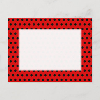 Postal Patrón de puntos de polka rojo y negro. Delicioso.