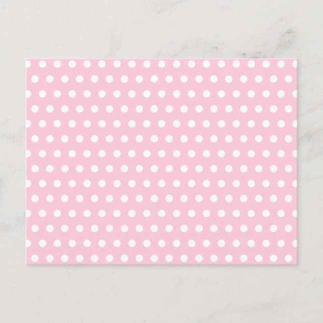 Postal Patrón de puntos de polka rosa y blanco. (Anverso)