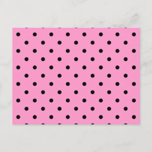 Postal Patrón de puntos de polka rosado y negro.