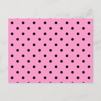 Postal Patrón de puntos de polka rosado y negro.